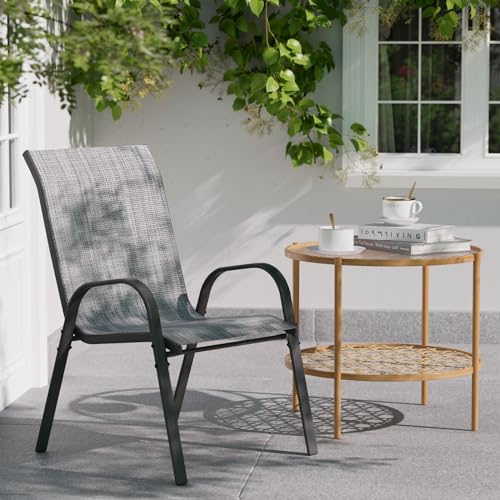 UDPATIO 4er Set Gartenstühle Stapelbare, Grau FQ1