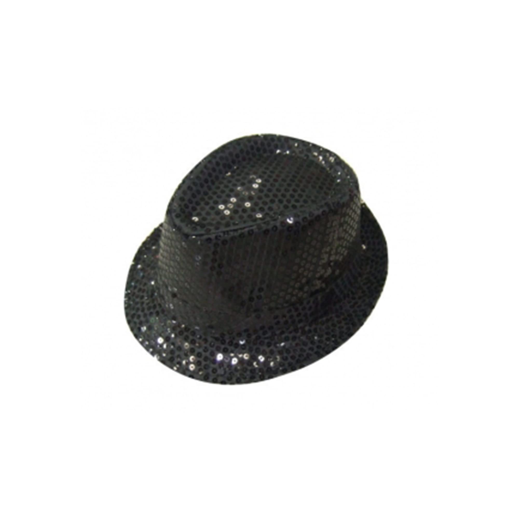 The Fancy Dress® New Adult Unisex Hats Bowler Trilby Gangster Santa Chef Pirate Cowboy Sailor Visor Rainbow Captain Hat Theme Party Accessory (Black Sequin Hat)