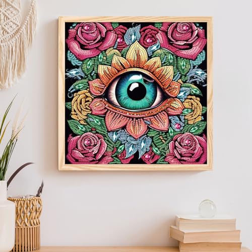 Image of Diamond Art Painting Kits for Adults, 5D Special Shape Crystal Rhinestone Diamond Painting, Artistic Flower with Eye Design, DIY Diamond Art Kits for Beginners, Home Wall Decoration Gift, 12x12 Inch