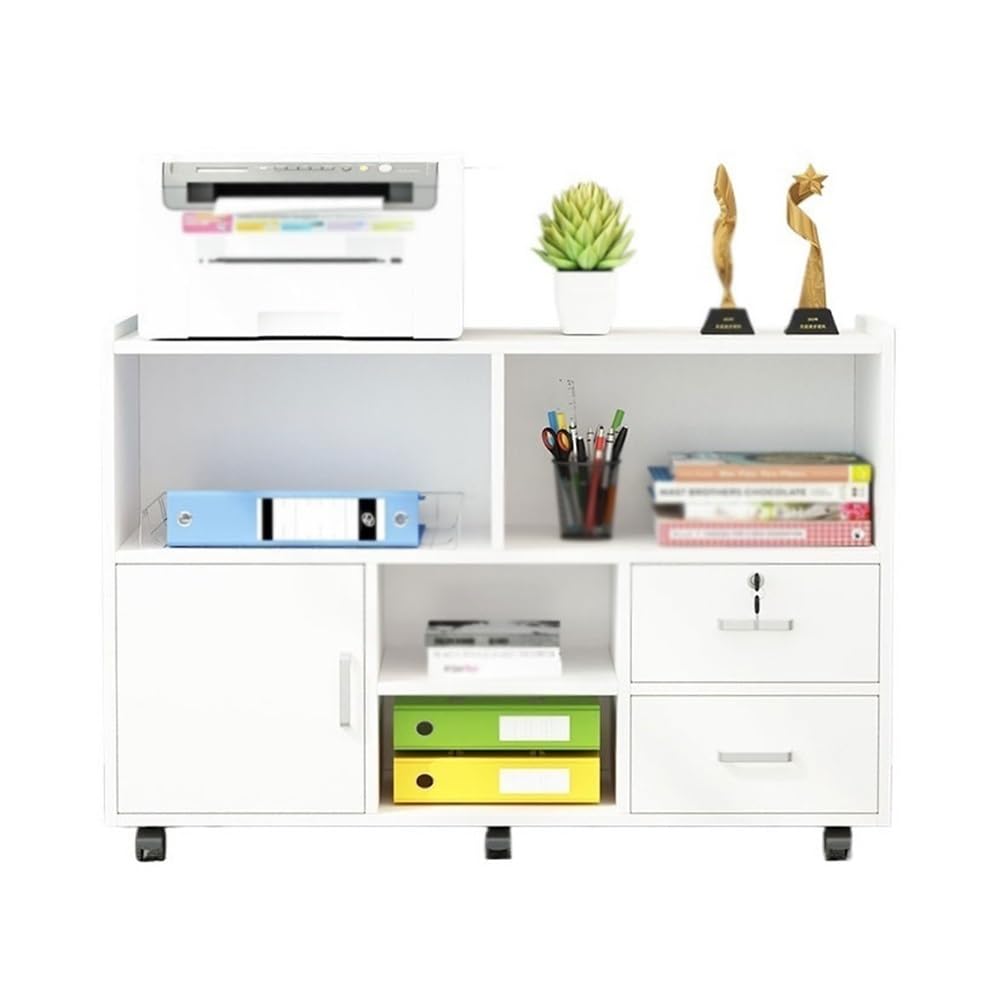 Aioneer White File Cabinet Floor Cabinet File Cabinet Mobile Data Cabinet Desk Sideboard Sideboard Printer Placement Cabinet Drawer Storage Cabinet Filing Cabinet