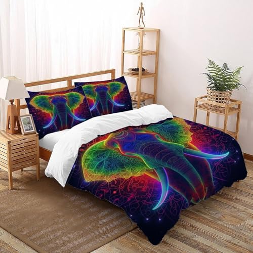 Housse de couette éléphant anti-plis en microfibre douce avec zip pour lit double