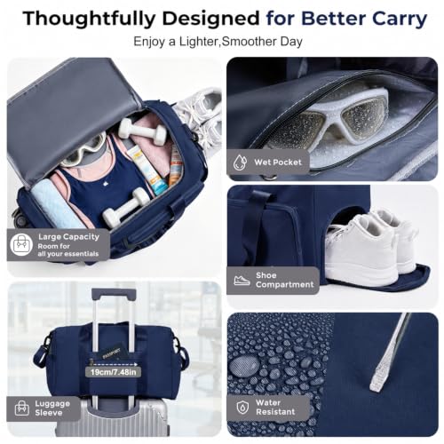 Image of FIORETTO Women's Gym Duffle Bag with Shoes Compartment, 30L Capacity, Ideal for Travel, Gym, Sports, Duffel, Weekender