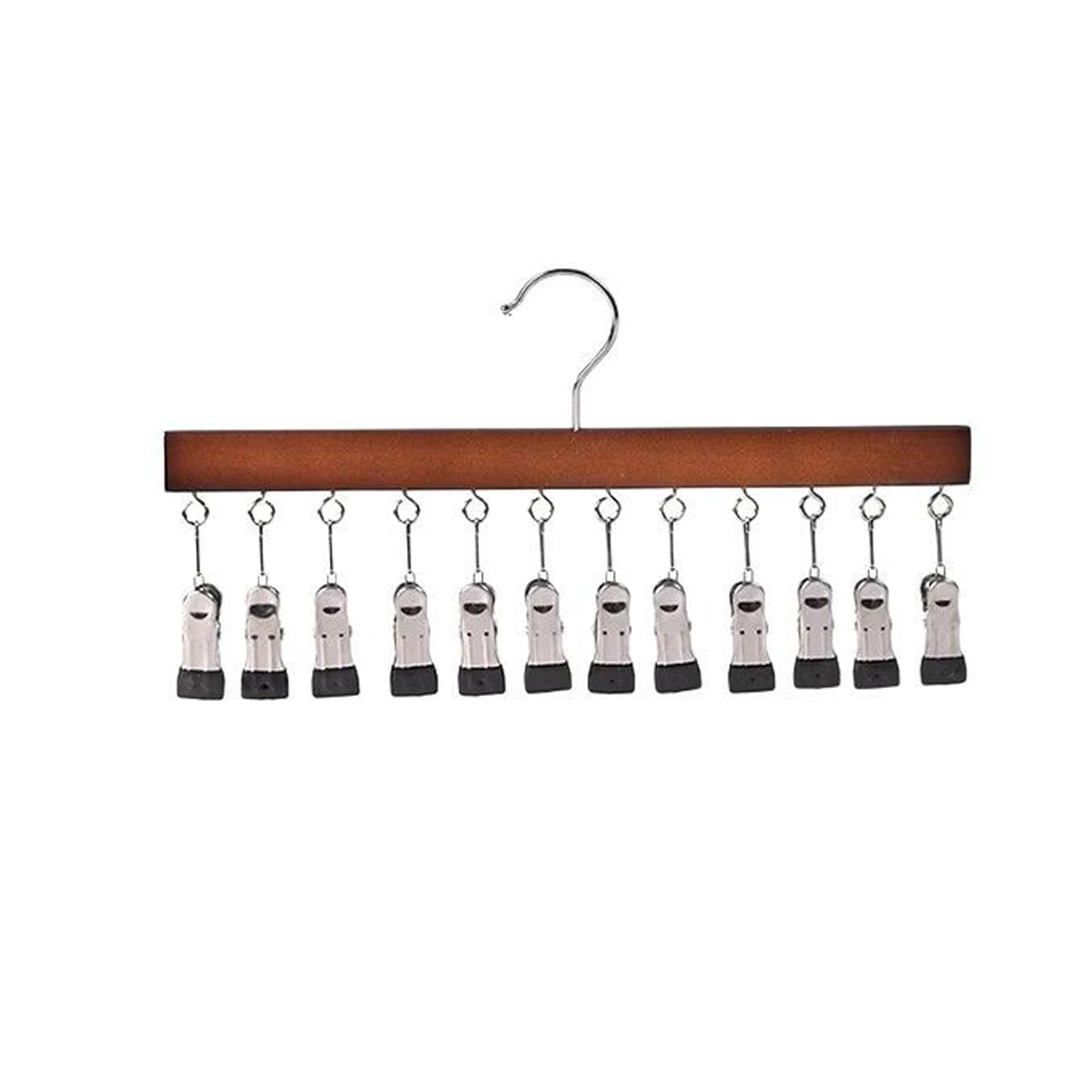 ordinarYone 12 Clip Wooden Hat Organizers For Caps Scarves And Accessories Sturdy Hanging Storage For Closet Or Door