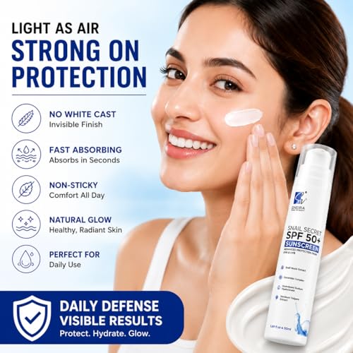 Image of Snail Secret Sunscreen SPF 50+ PA++++ 200ml | Broad Spectrum UVA UVB Sun Protection for Face-Body | Fast Absorbing No White Cast Sunscreen | Water Resistant for Oily /Dry Skin | Men-Women