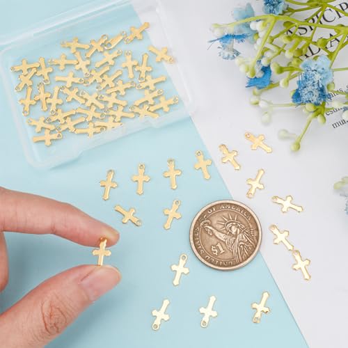 UNICRAFTALE 50pcs 304 Stainless Steel Tiny Cross Charms Gold Plated Pendant Metal Charm DIY Craft Findings Accessory for Necklace Bracelet Earring Jewelry Making - Image 4