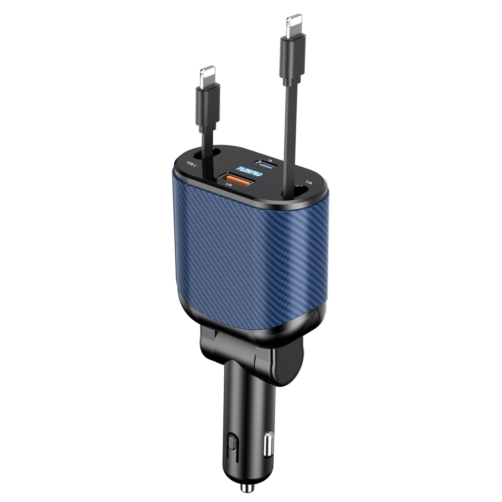 PLDHPRO Retractable Car Charger 4 in 1 Phone Fast Charging Adapter 62W Compatible with iPhone 14/13/12 Pro Max/XR/XS iPads, Road Travel Essential Vehicle Accessories Gadgets, Gift for Women Men