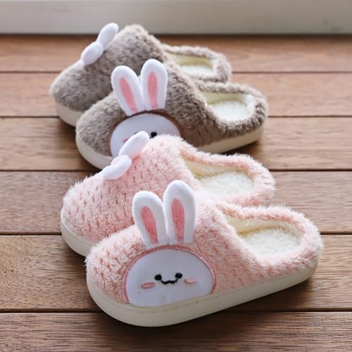 Kids Boys Girls Plush Bunny Slippers Non-Slip Cute Cartoon Fleece Slippers Fall Winter Warm Soft Indoor Sandals2