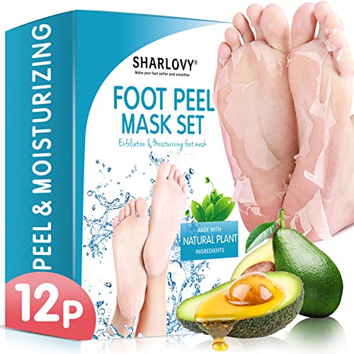 Foot Peel Mask and Foot Moisturizing Mask 12 Pack for Dry Cracked Feet Treatment Heel Repair, Feet Peeling Mask Remove Dead Skin, Calluses, Foot Exfoliator with Hydrating Foot Masks for Baby Soft Skin