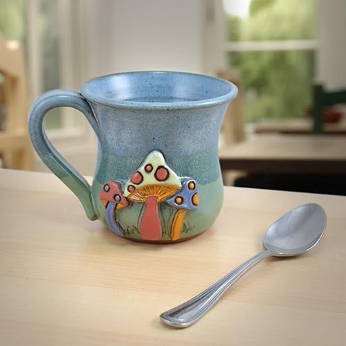 Miniatura 4 de Modern Artisans Taza de hongos encantados, cerámica esculpida hecha a mano americana, 16 onzas