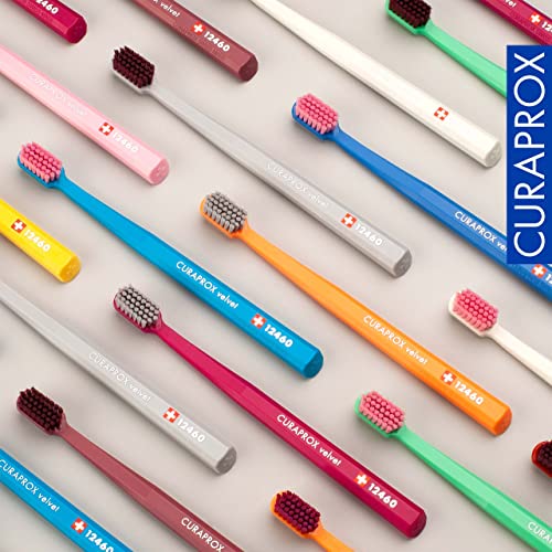 Image of Curaprox CS 12460 Velvet Soft Toothbrush - Sensitive Gum Care | Ultra-Gentle Cleaning with 12,460 Filaments | Single Pack, Copper Red-Burgundy | Swiss Made