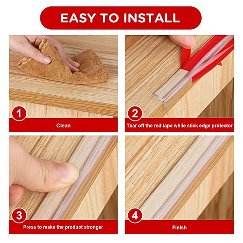Image of 2 Meter / 6.56ft Silicone Edge Protector Strip + 4 Corners, Baby Proofing Corner Protectors for Table Cabinets Drawers Furniture (Width 10mm /0.4inch)