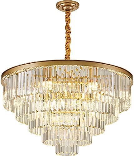 ERNP Chandeliers Gold Plated Crystal Chandelier Lighting Round Modern Empress Chandeliers Pendant Ceiling Lamp Light Fixture for Duplex House Dining Room Living Room W20
