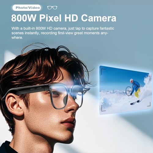 Image of AI Smart Glasses with Camera and Audio, 8MP HD Camera Glasses for Men Women,1080P Video Recording Sunglasses,Real Time Translation,Voice Assistant, Open-Ear Audio for Travel, Meetings & Vlogging 89787