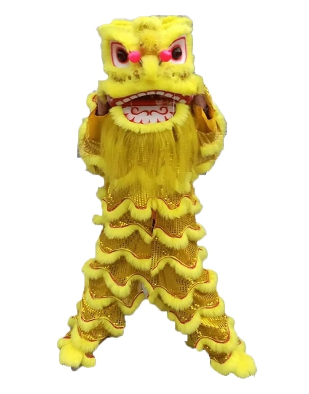 BJfhRH Outdoor Sports Traditional Lion Dance Artificial Hair Mascot Head Folk Dragon For Adult Festival Celebration(Yellow)