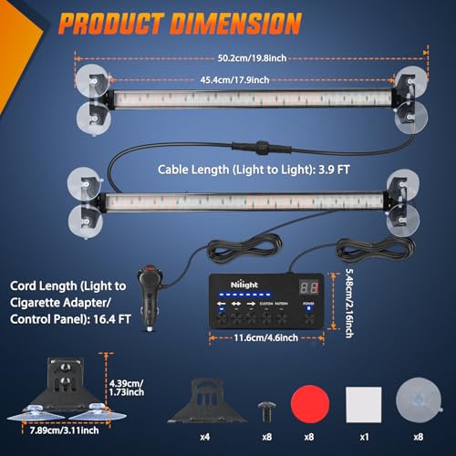 Image of Nilight 144 LED Strobe Traffic Advisor Light Bar Amber with Controller