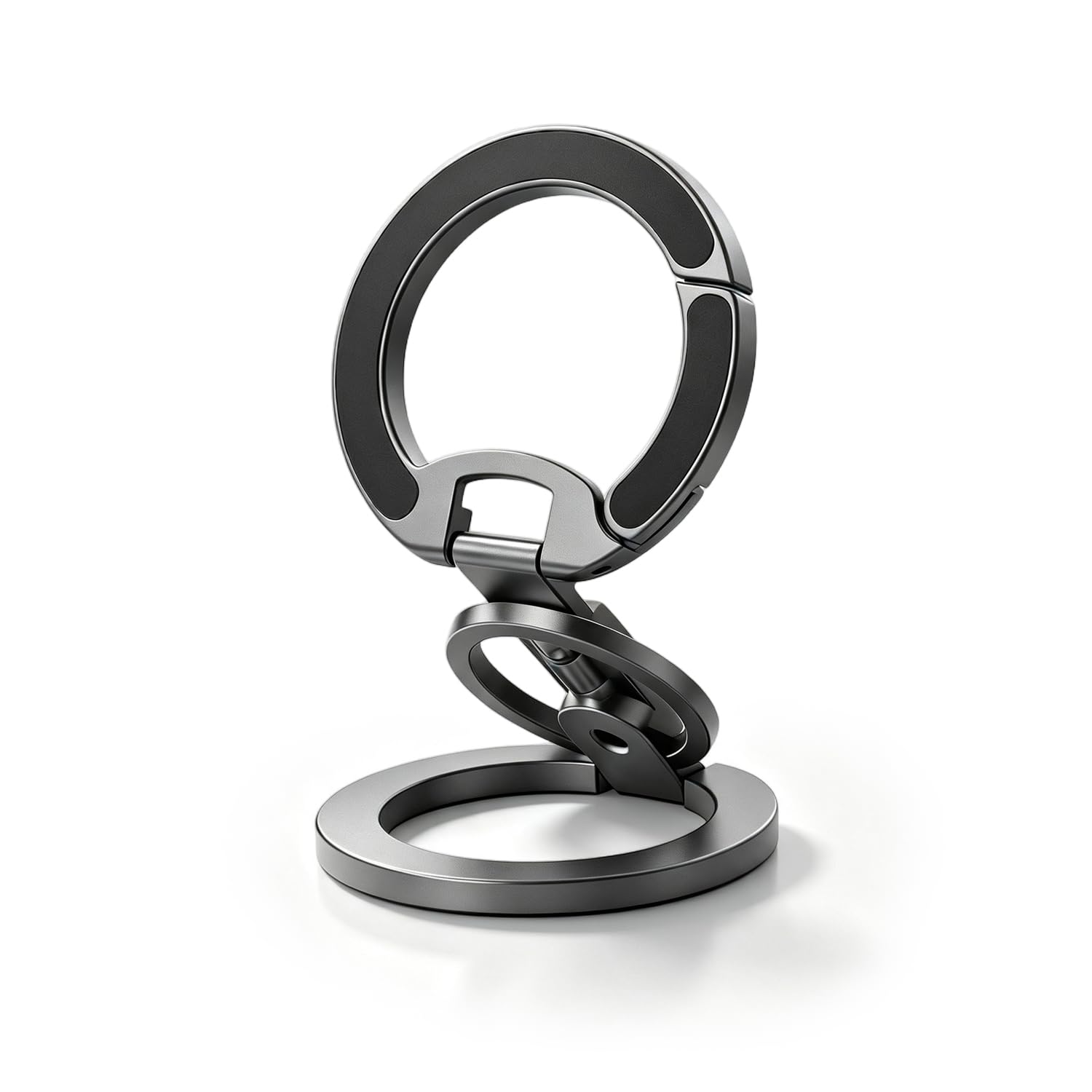 zorbes® dual magnetic phone grip stand with ring tripod mount for travels | phone mount for magsafe/iphone17-12, foldable phone tripod mount with 1/4" screw for gym, workout or any metal surface