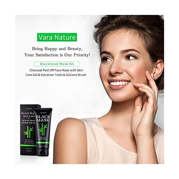 Blackhead-Remover-Mask-4-in-1-Charcoal-Peel-Off-Face-Mask-Skin-Care-Gel-Extractor-Tools-Silicone-Brush-Deep-Cleansing-Peel-Mask-Blackhead-Mask-Kit-Vara-Nature Vara Nature Blackhead Remover Mask 4-in-1 | Charcoal Peel Off Face Mask & Skin Care Gel & Extractor Tools & Silicone Brush | Deep Cleansing Peel Mask | Blackhead Mask Kit