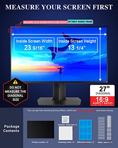 PYS [2-Pack 27 Inch Computer Privacy Screen Filter for 16:9 Widescreen Monitor, Easy Removable Privacy Filter - Image 2