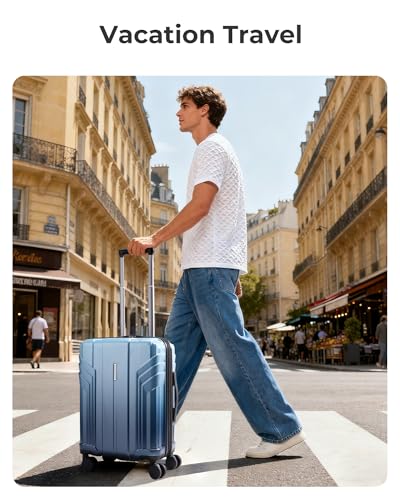 Image of BAGSMART Expandable Carry On Luggage 22x14x9 Airline Approved,Gradient Blue | Spinner Wheels, TSA Lock, Lightweight Hard Shell, Suitcase,22x14x9 Airline Approved