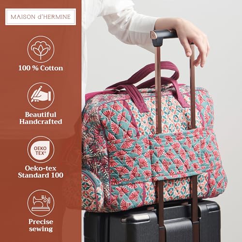 Maison d' Hermine Weekender Bags for Women Cotton Quilted Duffel Overnight Luggage Weekend Bag for Men Gym Sports Gifts Travel Business Travellers Family Trip (Bamako)2