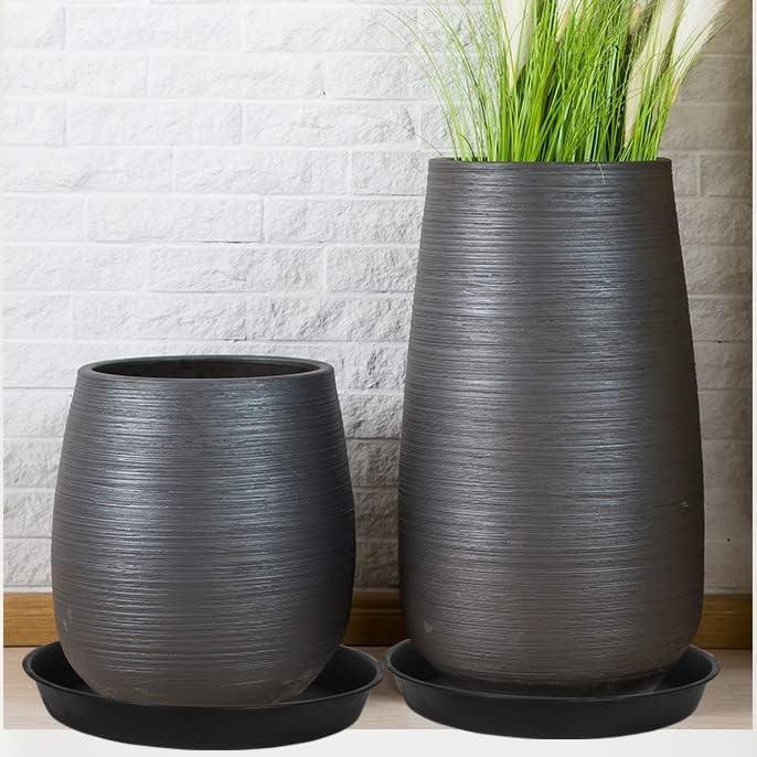 Miniatura 6 de Paquete de 3 bandejas de platillos para plantas de 17 pulgadas, bandejas de goteo de plástico resistente para interiores y exteriores, bandeja de