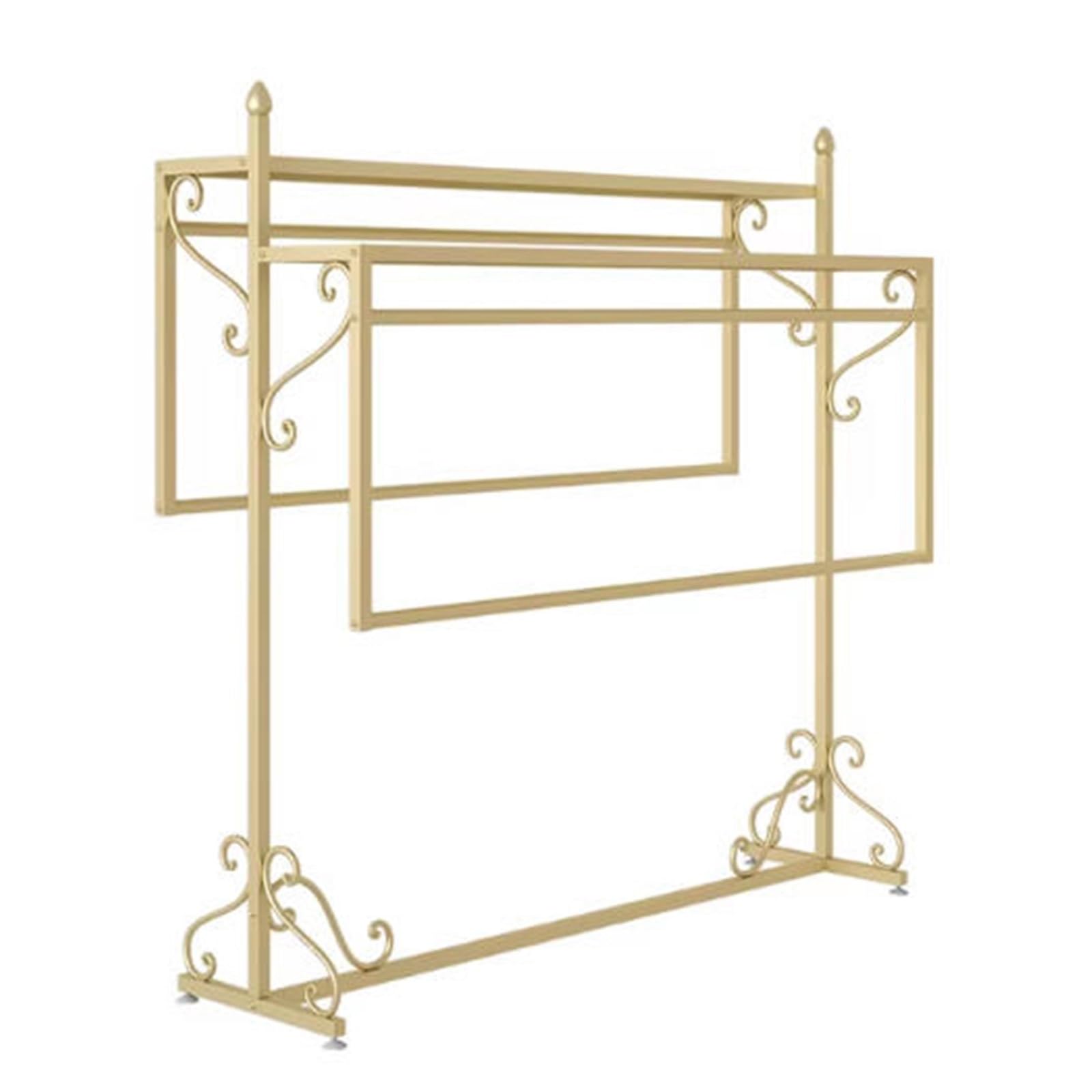LJHFG63KUYT Clothes Rack Floor standing combination shelf, double row hanging rack, clothing store, golden island display Display Stand(Small)