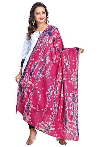 Image of Women's Pure Cotton Multi-Colored Traditional Authentic Tie Dye with Bandhej Bandhani Dupatta Chunni