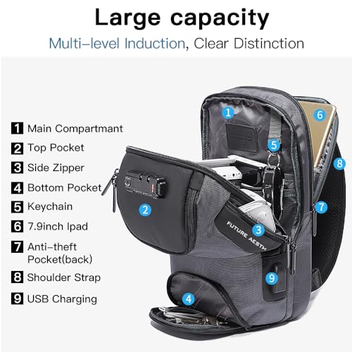 Image of BANGE Men's Sling Backpack - Waterproof Crossbody Bag, Multi-Purpose Shoulder Bag
