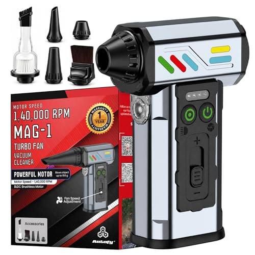 Image of Autofy MAG-I Cordless Turbo Fan Air Duster - Vacuum Cleaner - Portable Handheld Air Blower - Powerful 140000 RPM 8000mAH Battery - Dust & Leaf Blower - Clean Computer Car Backyard - Adjustable Speed