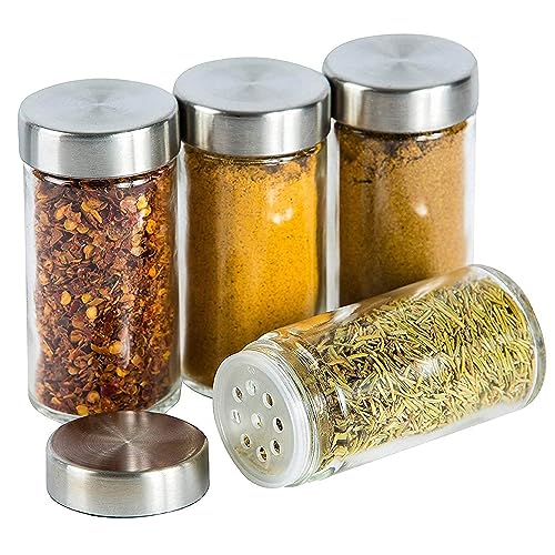 Image of Bigkart Revolving Stainless Steel Spice Rack | Seasonings & Spices Storage Organizer | Set of 12 Jars - Glass & Stainless Steel (Circle)
