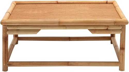 EODNSOFN - Mesa de piso cuadrada cuadrada para interiores y muebles de ratán natural y de tatami café sala de estar mesa de centro de té baja