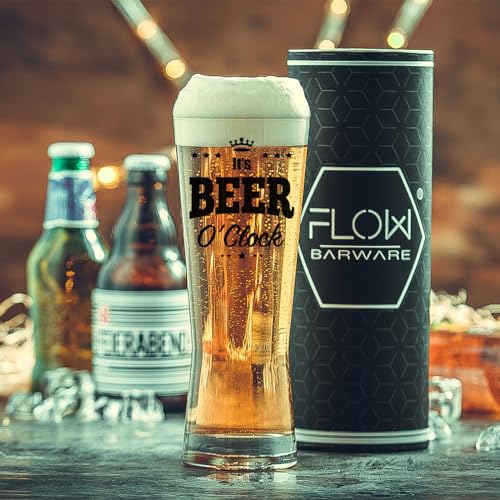 Flow Barware Beer Glass Gift Set for Men | Giant Beer Glass & Gift Tube Set | Beers & Craft Ale Gifts for Men | Novelty Father's Day Pint Drinks Gifts for Dad or Brother | Cool Pint Glasses - Image 4
