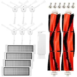 Ersatzteile für Xiaomi Roborock Mi Robot S5 Max S6 Max S6 Pure S6 MaxV S50 S51 S55 S60 S65 S5 S6, Staubsauger-Teile Zubehör kit 2 Zentralbürste&6 Seitenbürste&4 HEPA Filters&1 Reinigungshilfe