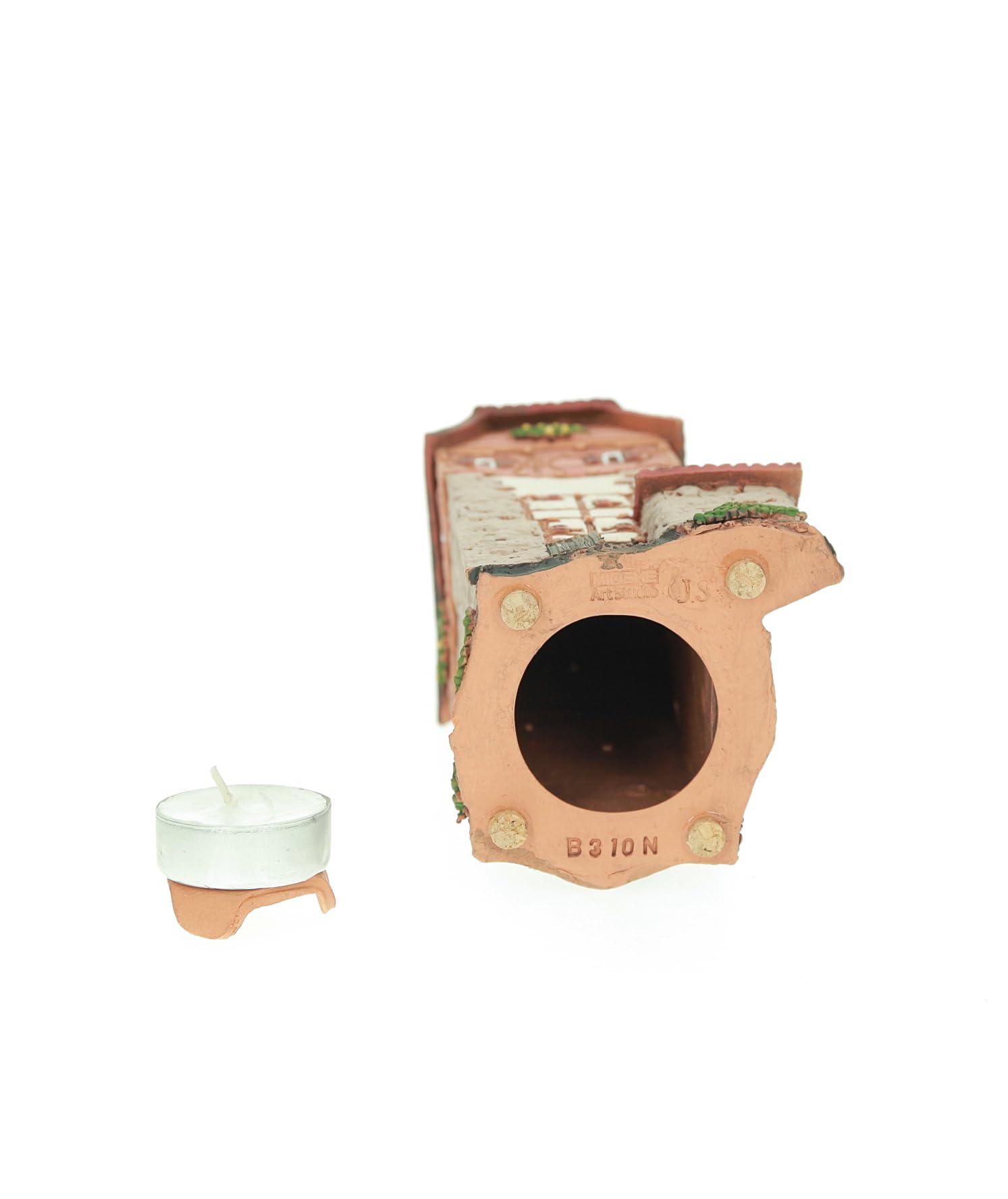 Ceramiczny świecznik na podgrzewacz, dekoracja pokoju, ręcznie wykonana, kolekcjonerska, miniaturowa wieża domowa w Dinkelsbühl, Alzacja, Francja B310N