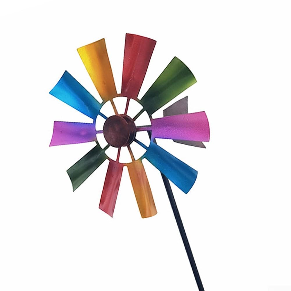 Whychstore Molino de viento de metal, molinillo de viento de jardín con rotación de para 360 grados para decoración de jardín al aire libre, como patio, jardín y patio, N3O9H21J6T5D9W4U75UF0HO0H50U4