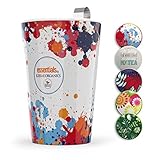 Steep & Strain Ceramic Tea Mug - Insulated Cup with Tea Infuser - Gift Travel Coffee Mug - Available in 8 Patterns - Comes with Free Silicone Lid - Paint Splatter