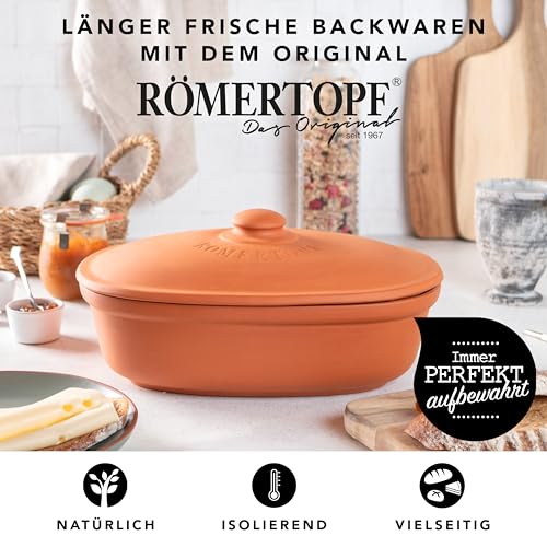 Römertopf Pentola per il pane in ceramica e argilla, ideale per conservare pane e dolci, 30 x 21 cm - immagine 3