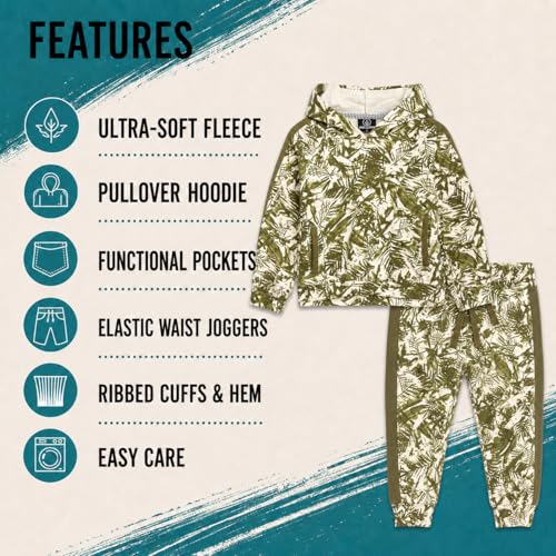 Image of Volcom Infant Toddler Baby Boys Joggers Set - 2 Piece Fleece Pullover Hoodie and Jogger Pants Activewear Set (Sizes: 12M-7)