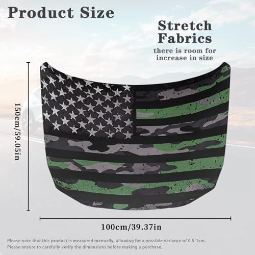 Image of Car Hood Cover for Compact Sedans SUV Trucks, 59x39 Inches Stretchable Auto Hood Wraps Vehicles Banner Camouflage American Flag Automotive Exterior Accessories