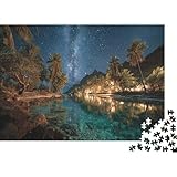 Playa Tropical Puzzle de 1000 Piezas Papel para Adultos Cielo Estrellado Juego de Puzzle 1000 Piezas Regalo 38x26cm/1000pcs