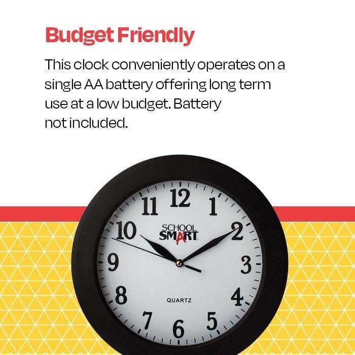 Miniatura 5 de School Smart SSG-0002 Reloj de pared de 10 ", cara blancamarco negro