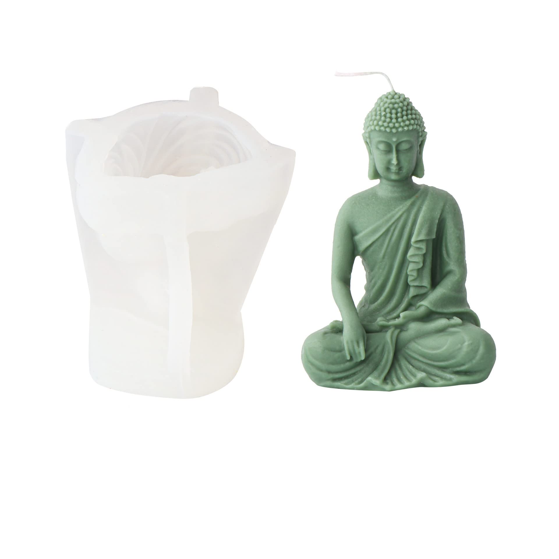 Xidmold 3D Buddha Candle Mould Buddha Statue Silicone Mold for Soap, Sculpture, Soy Wax Candle, Resin Art Crafts (C)