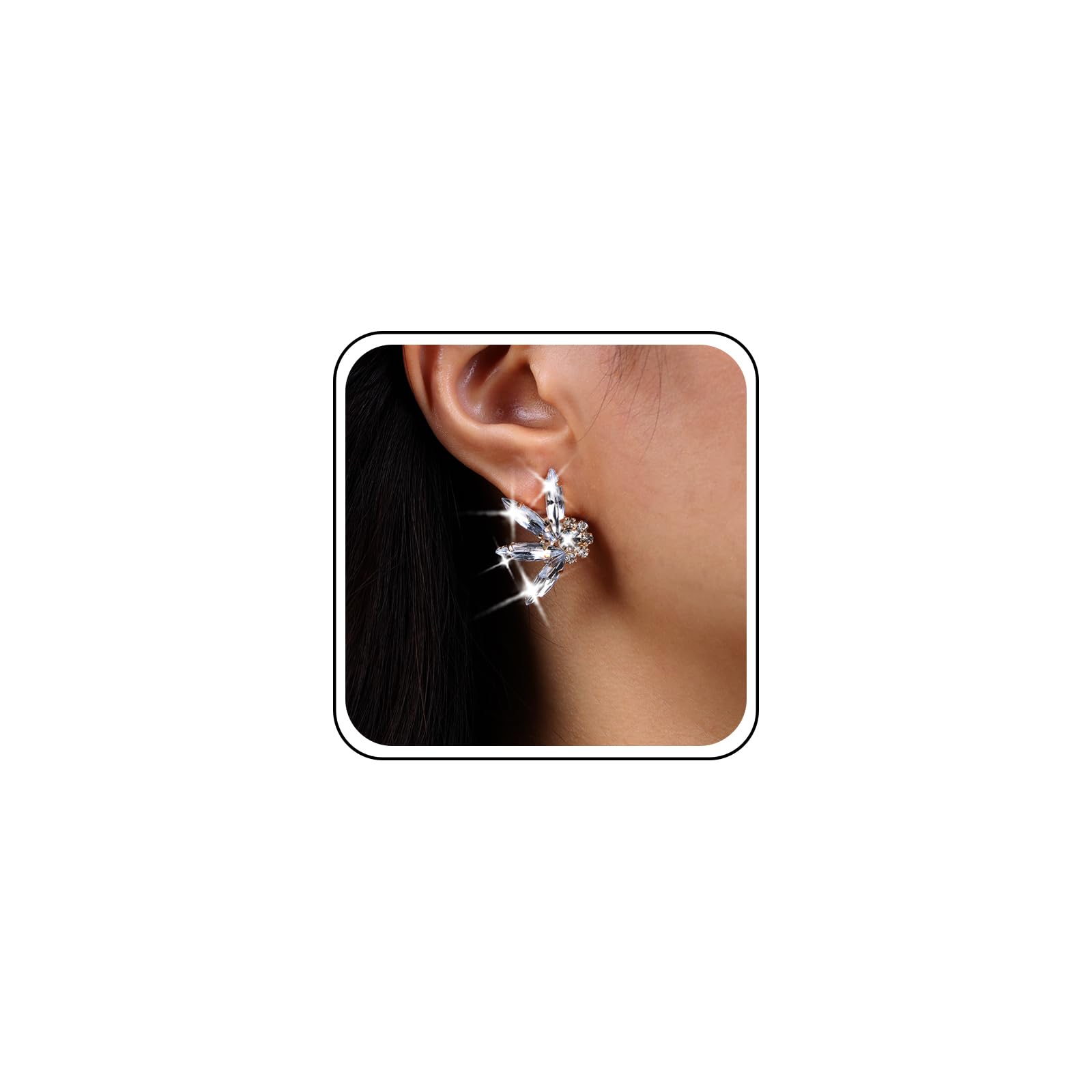 Atentuyi Flor De Loto Pendientes De Cristal Espiga De Oro Clúster Marquesa Pendientes De La Boda Cz Hoja Pendientes De Novia Pendientes De La Dama Joyas Para Mujeres Y Niñas