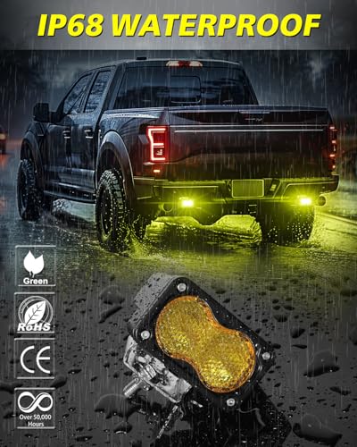 Image of Yellow LED Pods, AKD Part 3 inch 40W Diffused CREE LED Pod Lights Yellow Chase Light Bars Scene Lights Ditch Camper Daytime Safety Signal Fishing Trailer Light for Truck Pickup Tractor Van Boat UTV