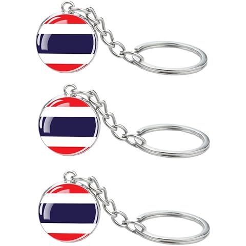 LLBFHH 3 Pcs Thailand Flag Key Chain,Cool Keychain for Car Keys, Stainless Steel Keyrings & Keychains,Used for Home Decoration, Jewelry Hanging Decorations. Cover