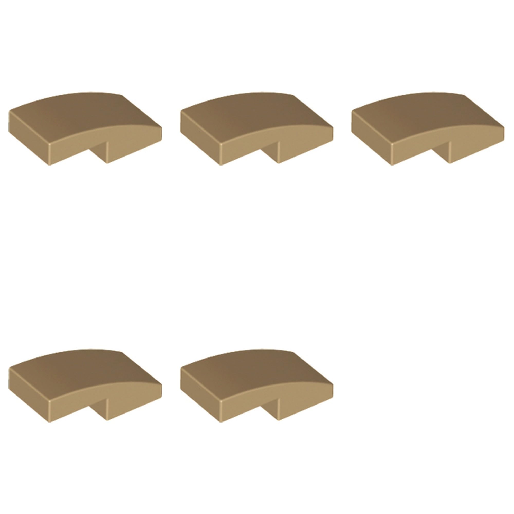LEGO Slope, Curved 2 x 1 x 2/3, Part 11477 (Dark Tan, 2, Bricks) — image 1
