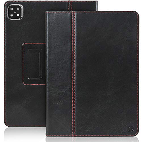 Casemade iPad Pro 11 (2nd/3rd Generation 2020/2021) Real Leather Case - Premium Luxury Italian Slim Cover/Smart Folio with Dual Stand and Auto Sleep/Wake (Black)