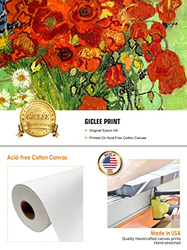 Decorarts - Red Poppies And Daisies By Vincent Van Gogh Oil Painting Reproduction Giclee Print On Acid Freecotton Canvas Wall Art For Home Decor And Wall Decor 16X20 #TOP4