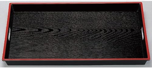 (A) ABS木目脇取盆2尺 黒天朱 [ 60.6 x 39.3 x 4.5cm 1350g ] 【 越前漆器 】 【 料亭 旅館