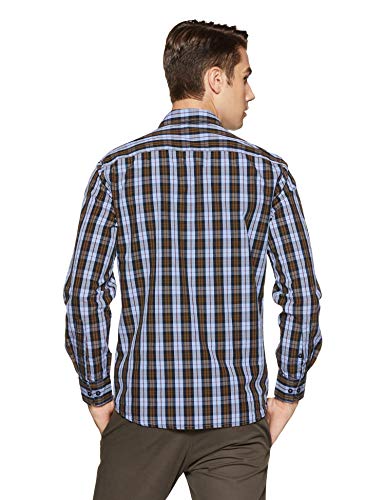 Image of Parx Men's Pure Cotton Checks Pattern Slim Fit Semi Cutaway Collar Full Sleeve Casual Shirt